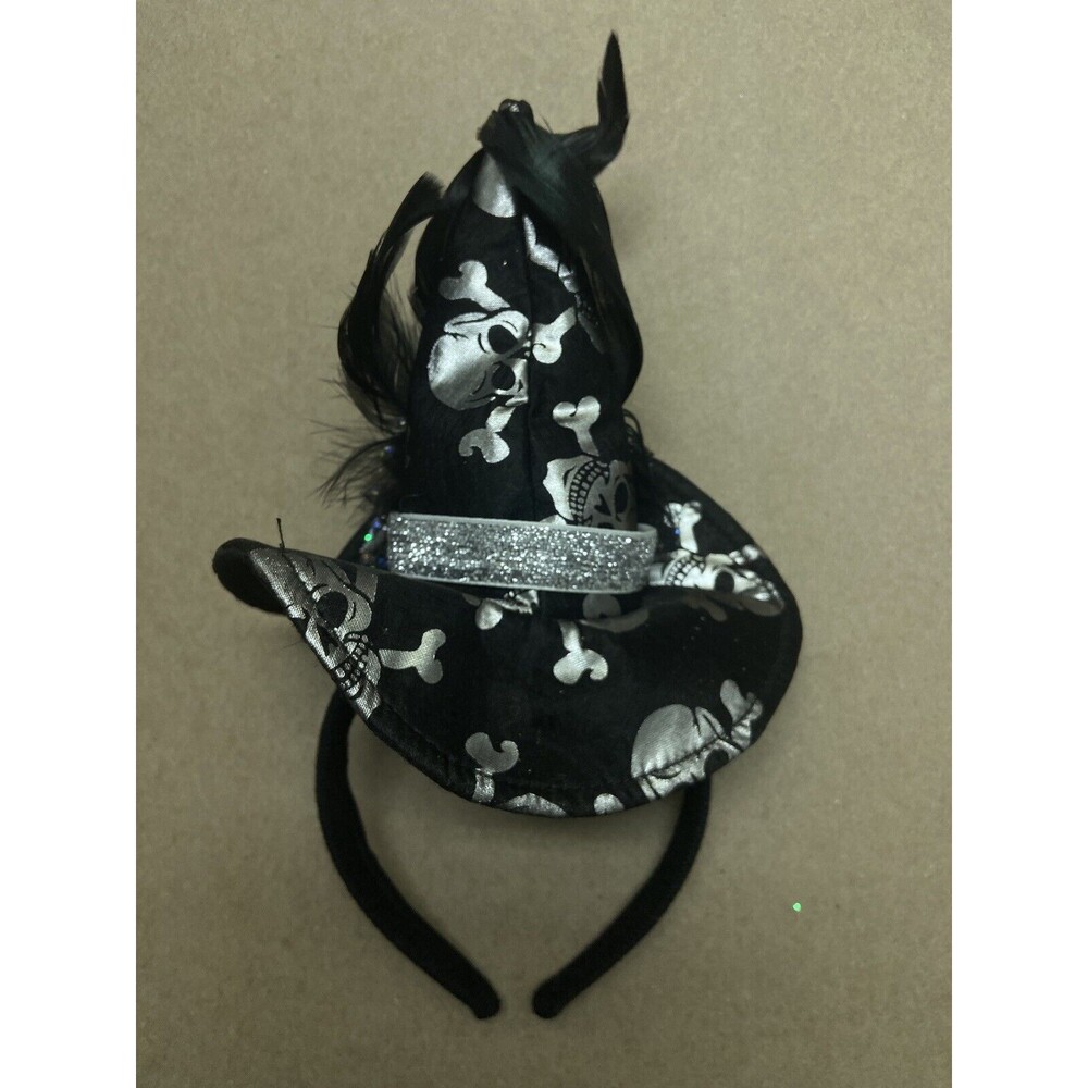 Midwest Halloween Party Witch Hat Headband Costume Skulls Black Silver One Size. - Picture 4 of 8